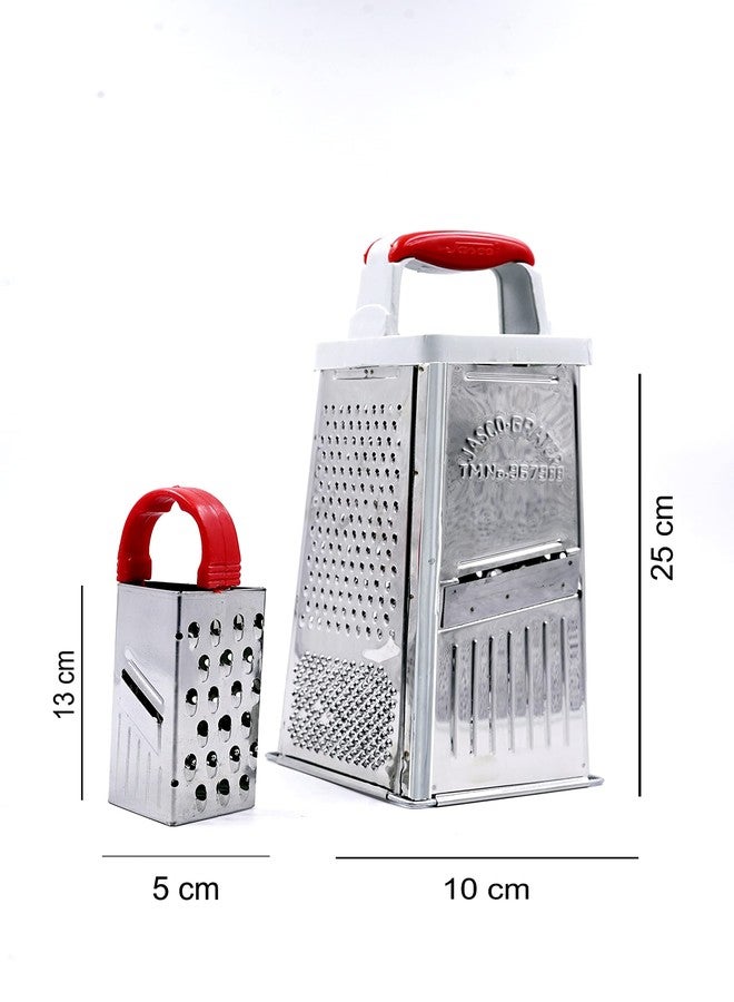 JASCO Stainless Steel Grater and Slicer Masher Chopper for Vegetable and Fruits and Small Ginger/Garlic/Cheese Grater for Kitchen Combo of 2 - Image 2